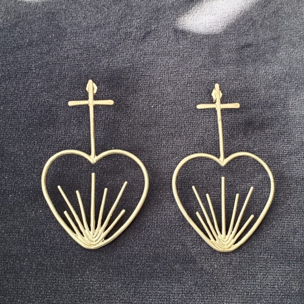 Heart Cross Romantic Earrings